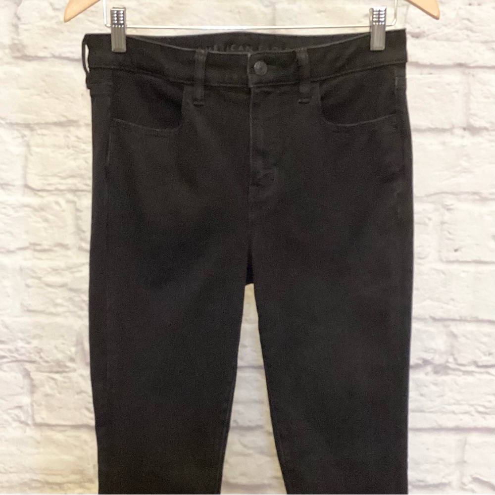 American Eagle 8 Long High Rise Jeggings Black Skinny Women’s Jeans Stretch - Picture 4 of 11